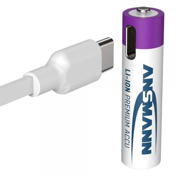 USB-C Rechargeable Li-Ion AAA Batteries (4-pack, 500mAh) by ANSMANN - The Pi Hut