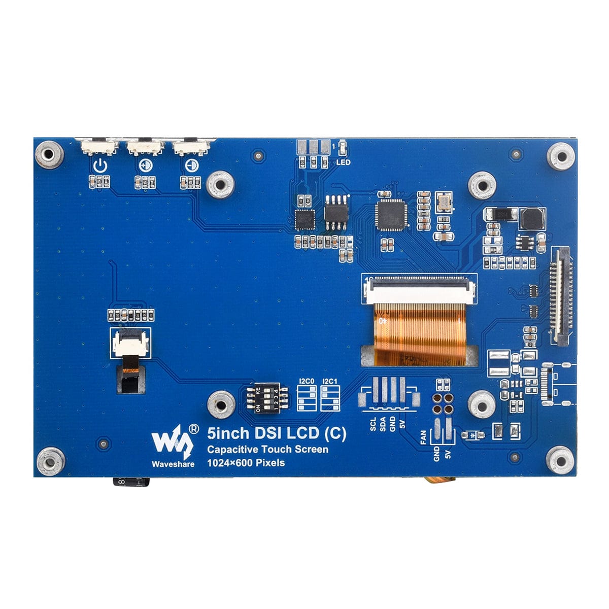 5" IPS DSI Capacitive Touch Display for Raspberry Pi (1024x600) by Waveshare - The Pi Hut