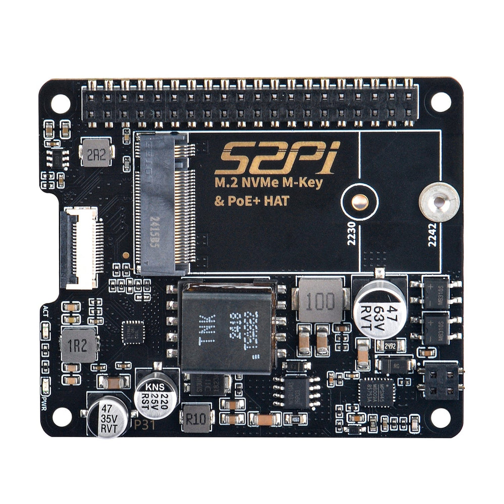 52Pi M.2 NVME M-Key PoE+ HAT for Raspberry Pi 5 by 52Pi - The Pi Hut