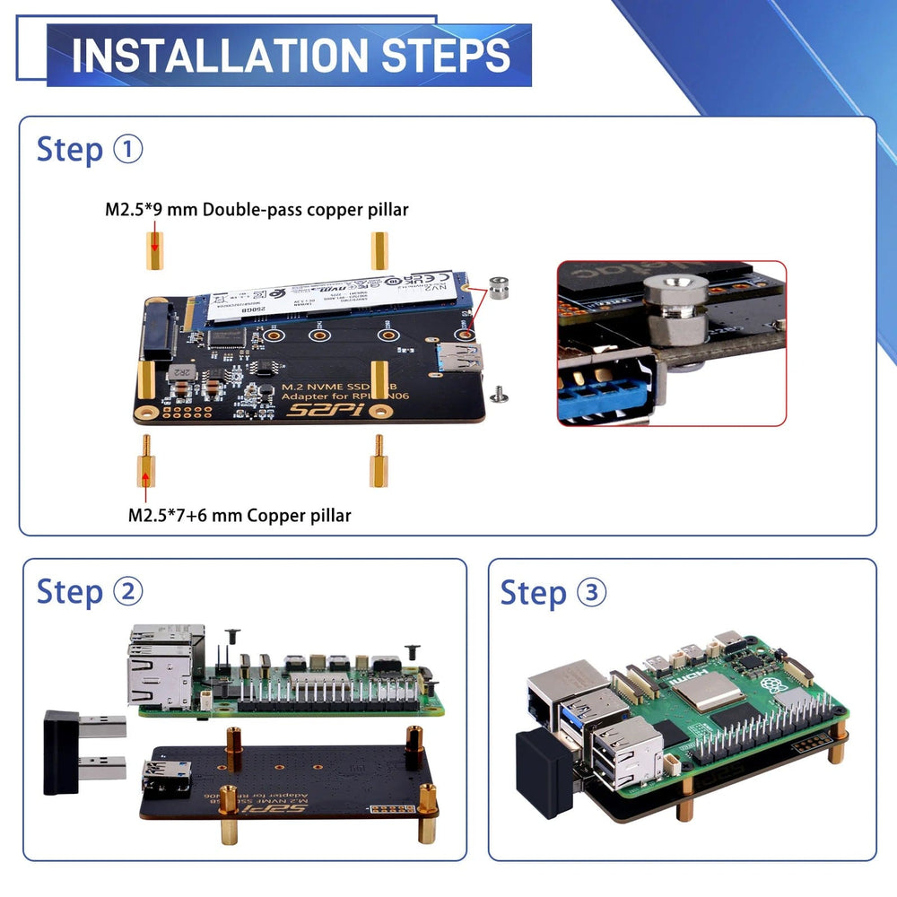 52Pi M.2 NVME SSD USB Adapter for Raspberry Pi 5 by 52Pi - The Pi Hut