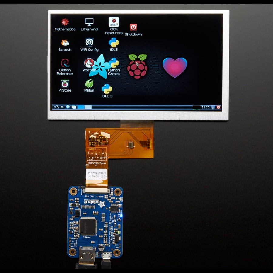 7.0" 40-pin TFT Display - 800x480 without Touchscreen by Adafruit - The Pi Hut