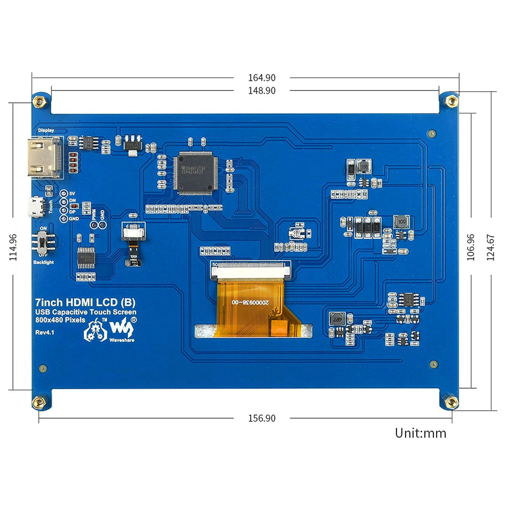 7" Capacitive Touchscreen LCD (Low Power) (800×480) by Waveshare - The Pi Hut