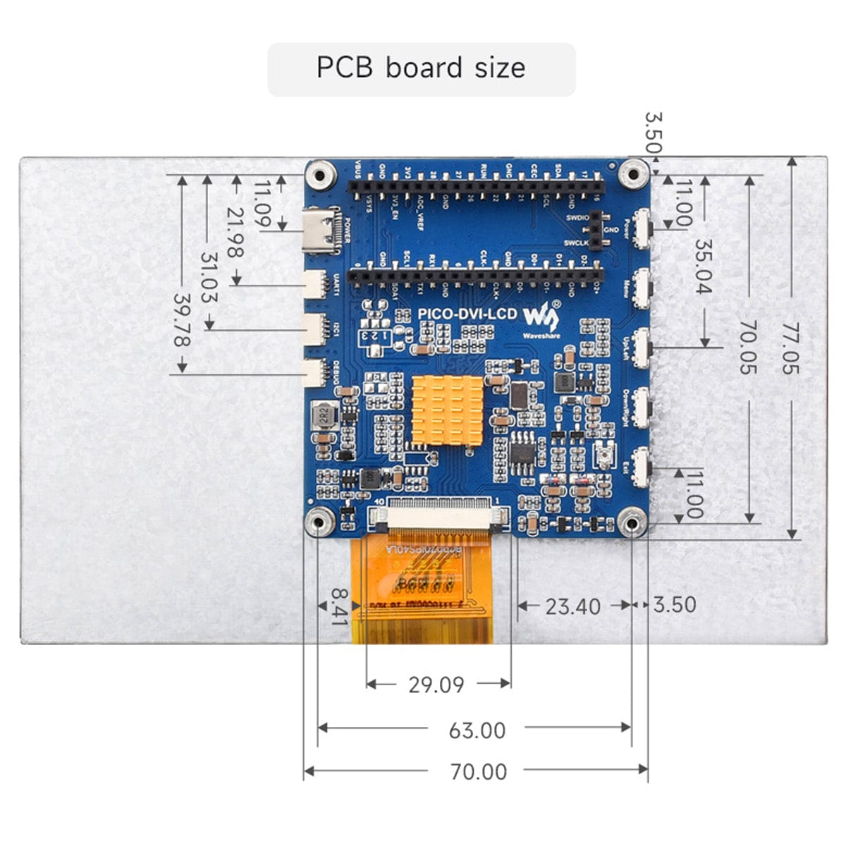 7" IPS DVI Display Module for Raspberry Pi Pico by Waveshare - The Pi Hut