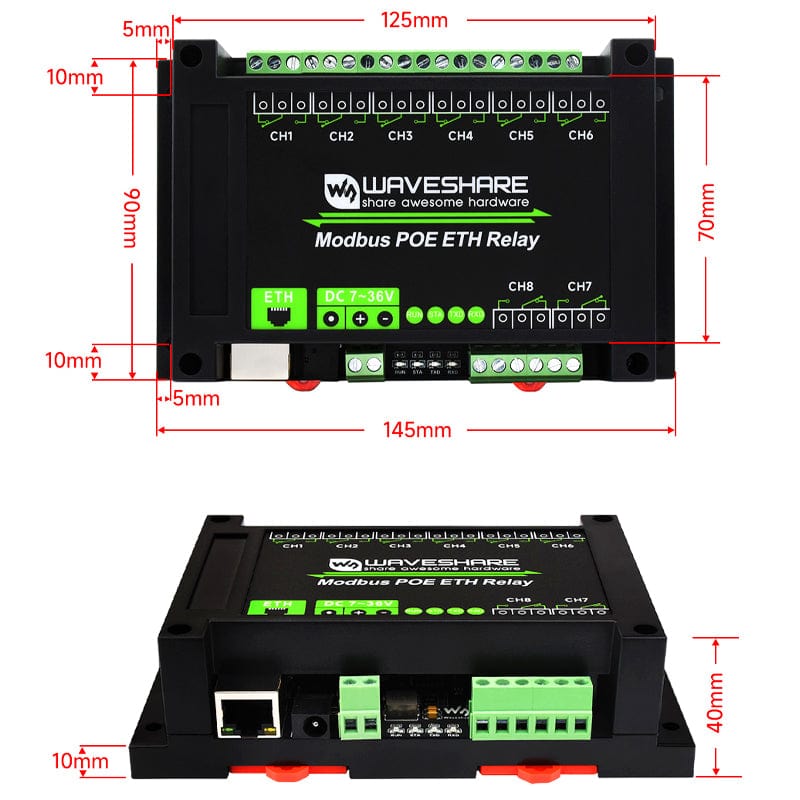 8 Channel Ethernet Relay Module (PoE) by Waveshare - The Pi Hut