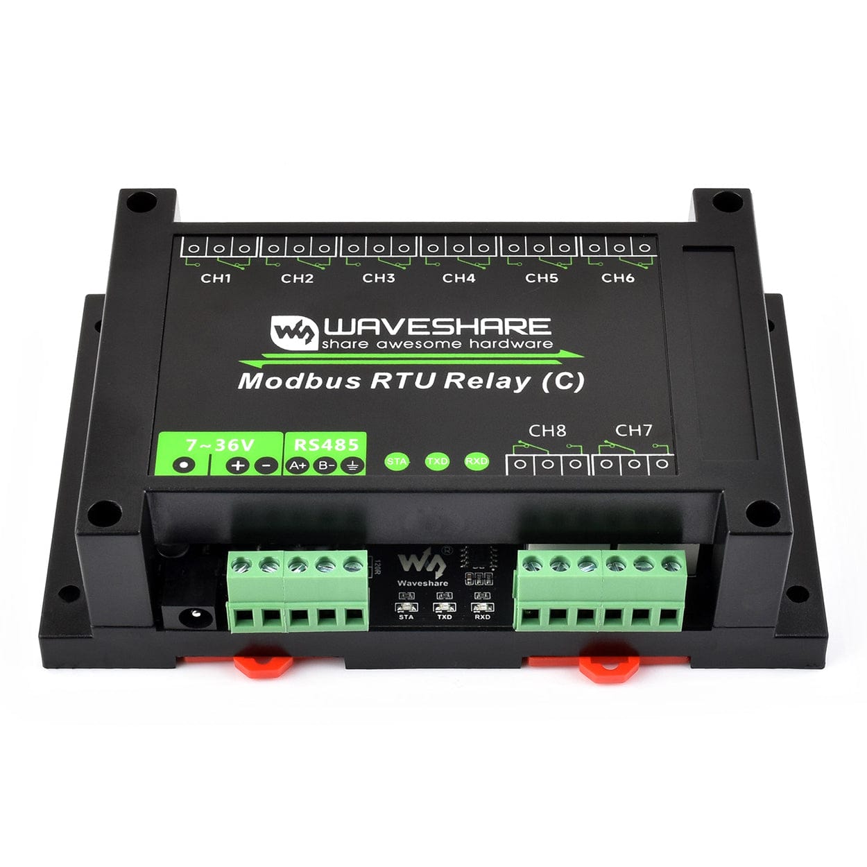 8-Channel Modbus RTU Latching Relay Module (C) with RS-485 Interface by Waveshare - The Pi Hut