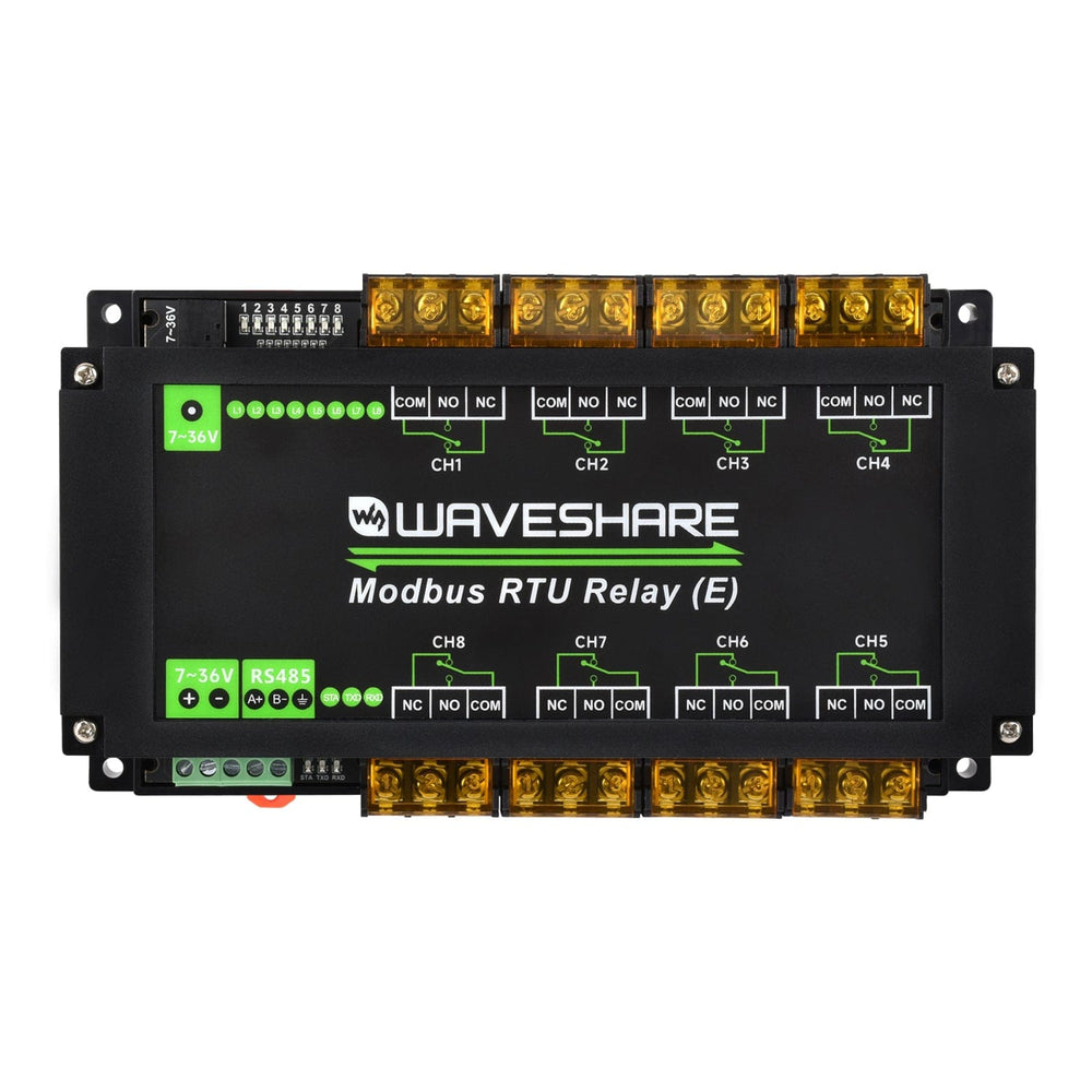 8-Channel Modbus RTU Relay Module (E) with RS-485 Interface by Waveshare - The Pi Hut