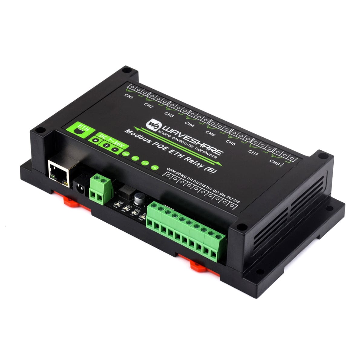8 Channel PoE Ethernet Relay Module (B) with Digital Inputs by Waveshare - The Pi Hut