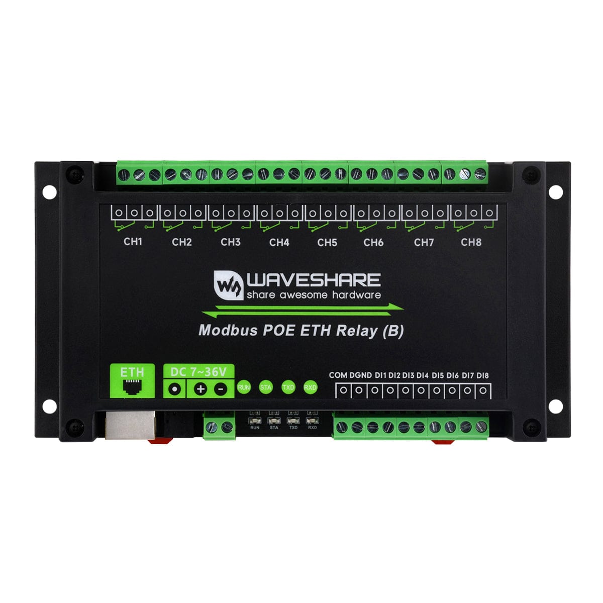 8 Channel PoE Ethernet Relay Module (B) with Digital Inputs by Waveshare - The Pi Hut