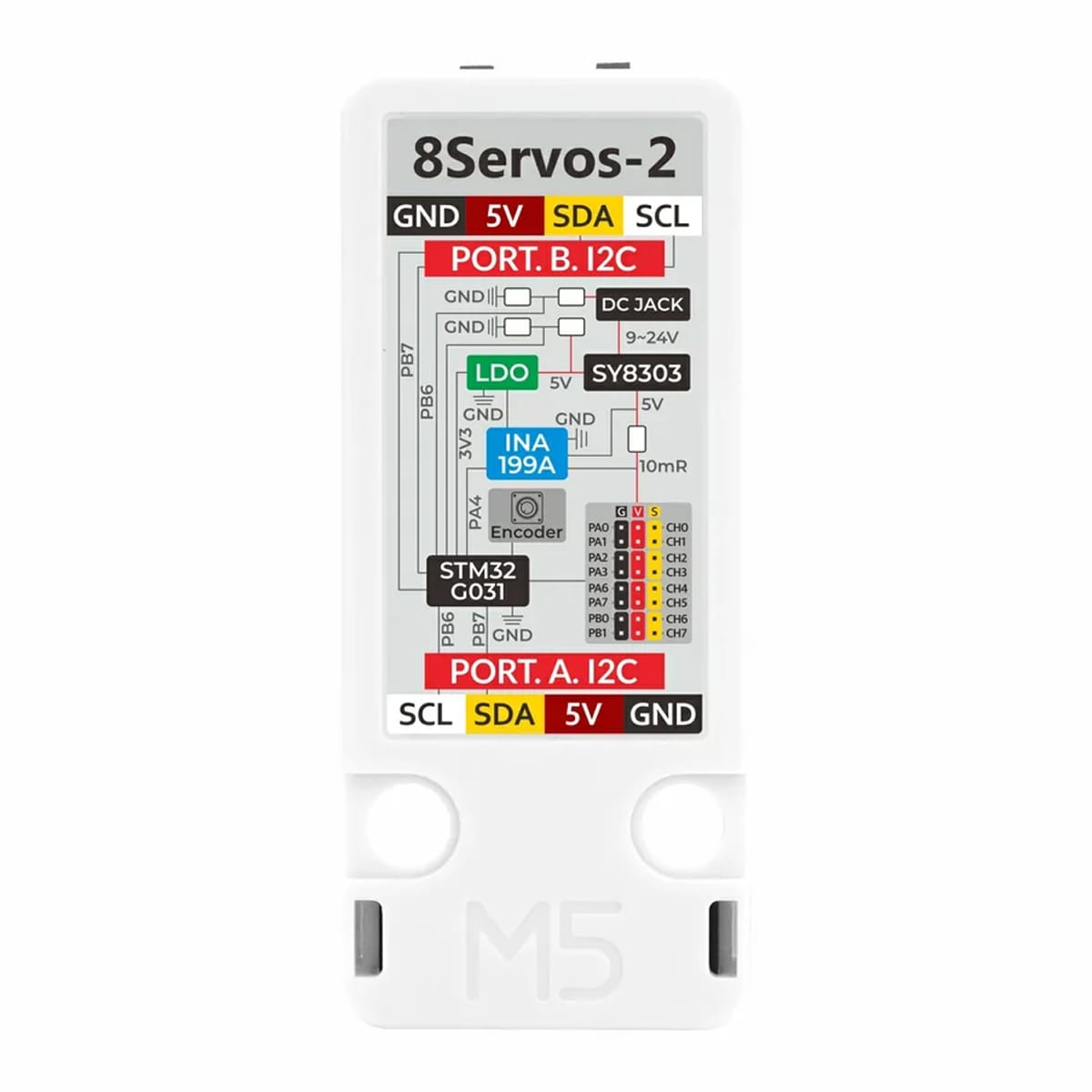 8-Channel Servo2 I2C Unit (STM32G031) by M5Stack - The Pi Hut