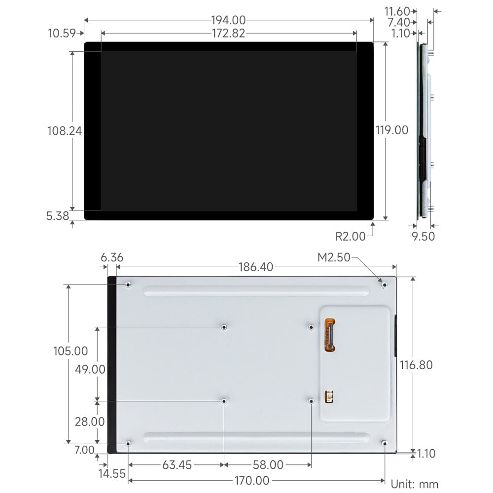8" DSI Capacitive IPS 10-Point Touch Display for Raspberry Pi (800x1280) by Waveshare - The Pi Hut