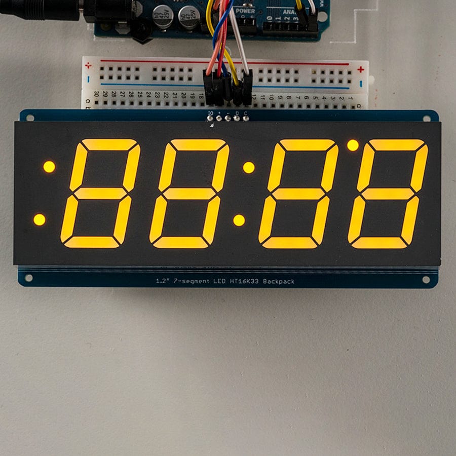 Adafruit 1.2" 4-Digit 7-Segment Display with an I2C Backpack - Yellow by Adafruit - The Pi Hut