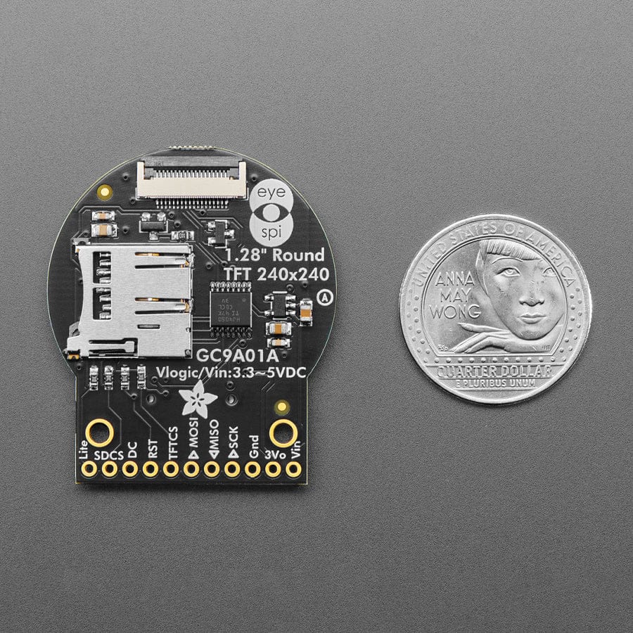 Adafruit 1.28" 240x240 Round TFT LCD Display with MicroSD - GC9A01A with EYESPI Connector by Waveshare - The Pi Hut