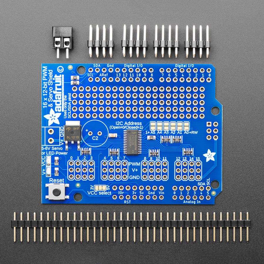 Adafruit 16-Channel 12-bit PWM/Servo Shield - I2C interface by Adafruit - The Pi Hut