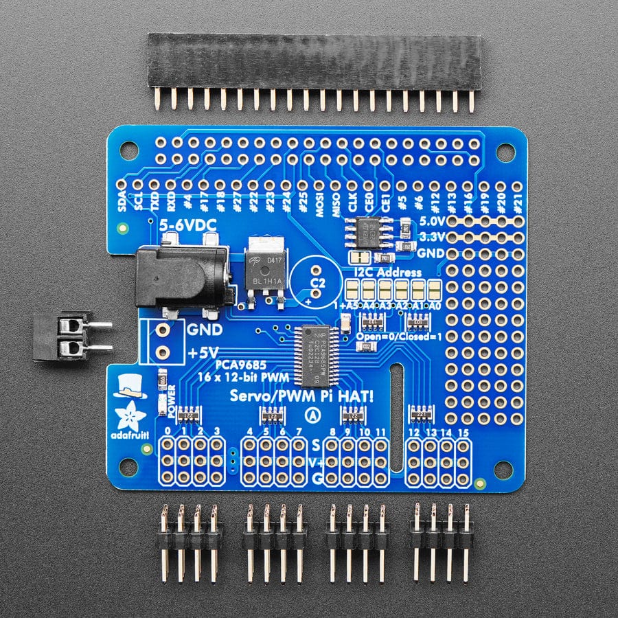 Adafruit 16-Channel PWM / Servo HAT for Raspberry Pi - Mini Kit by Adafruit - The Pi Hut