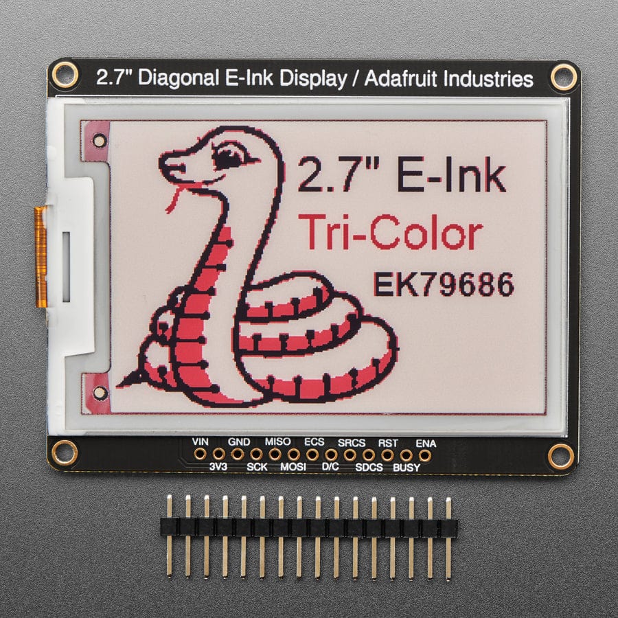 Adafruit 2.7" Tri-Color eInk / ePaper Display with SRAM (Red Black White) by Adafruit - The Pi Hut