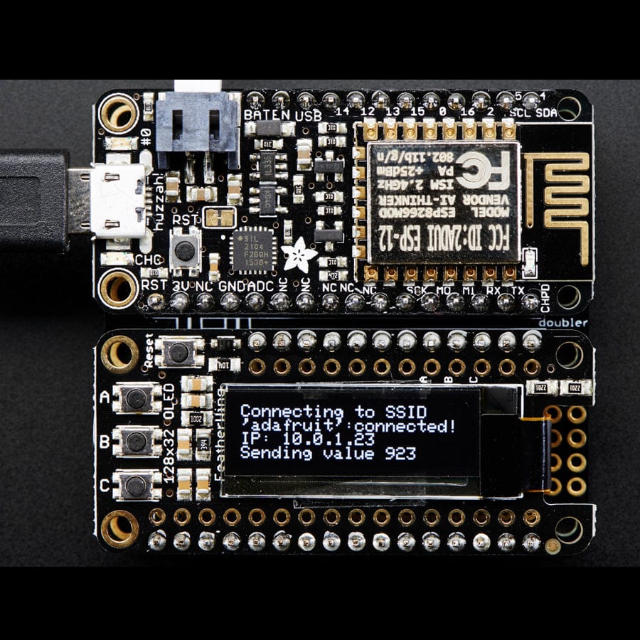 Adafruit FeatherWing OLED - 128x32 OLED Add-on For Feather by Adafruit - The Pi Hut