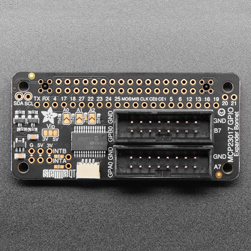 Adafruit GPIO Expander Bonnet - 16 Additional I/O over I2C by Adafruit - The Pi Hut