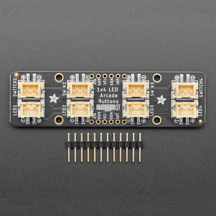 Adafruit LED Arcade Button 1x4 - STEMMA QT I2C Breakout (STEMMA QT / Qwiic) by Adafruit - The Pi Hut