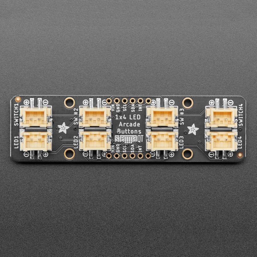 Adafruit LED Arcade Button 1x4 - STEMMA QT I2C Breakout (STEMMA QT / Qwiic) by Adafruit - The Pi Hut