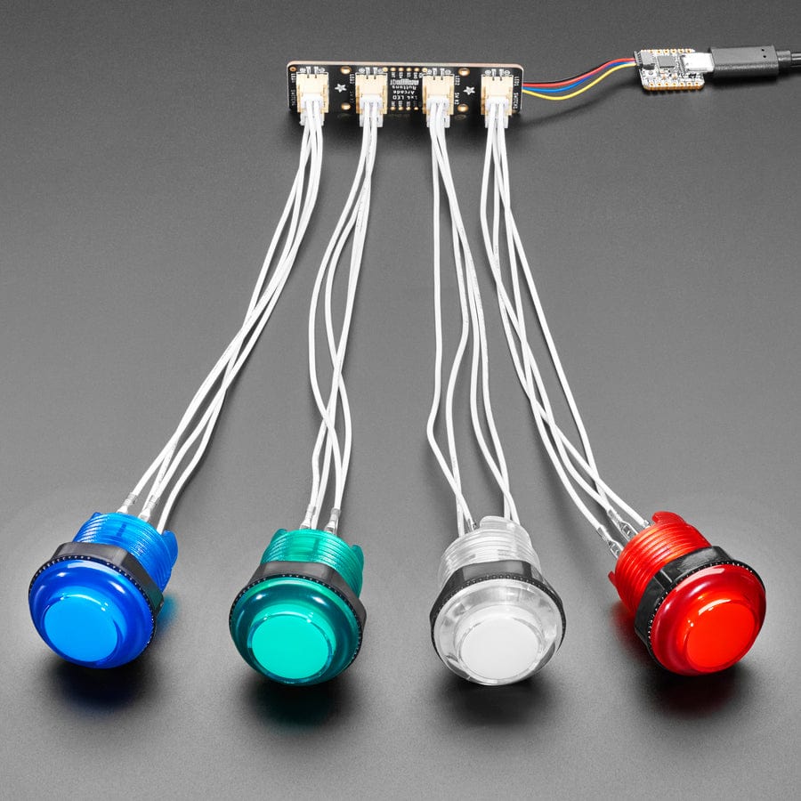 Adafruit LED Arcade Button 1x4 - STEMMA QT I2C Breakout (STEMMA QT / Qwiic) by Adafruit - The Pi Hut