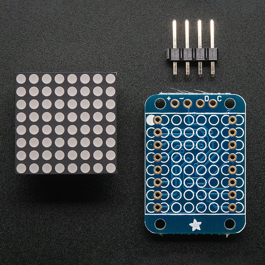 Adafruit Mini 0.8" 8x8 LED Matrix with I2C Backpack - Pure Green by Adafruit - The Pi Hut