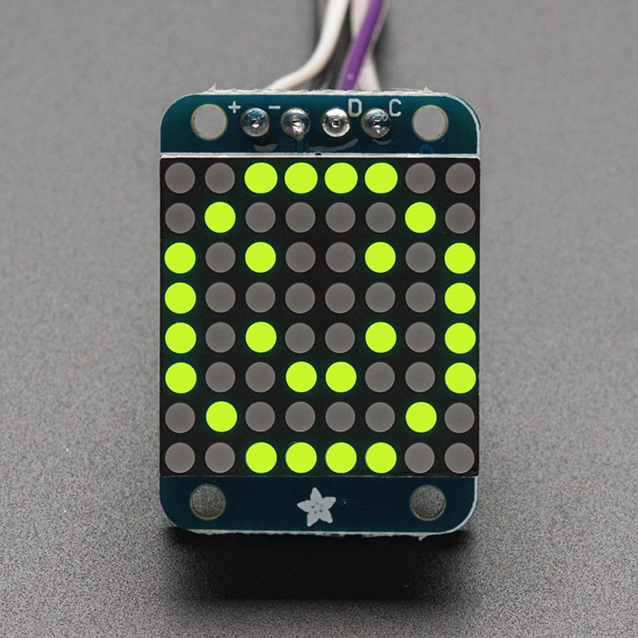 Adafruit Mini 0.8" 8x8 LED Matrix with I2C Backpack - Yellow-Green by Adafruit - The Pi Hut