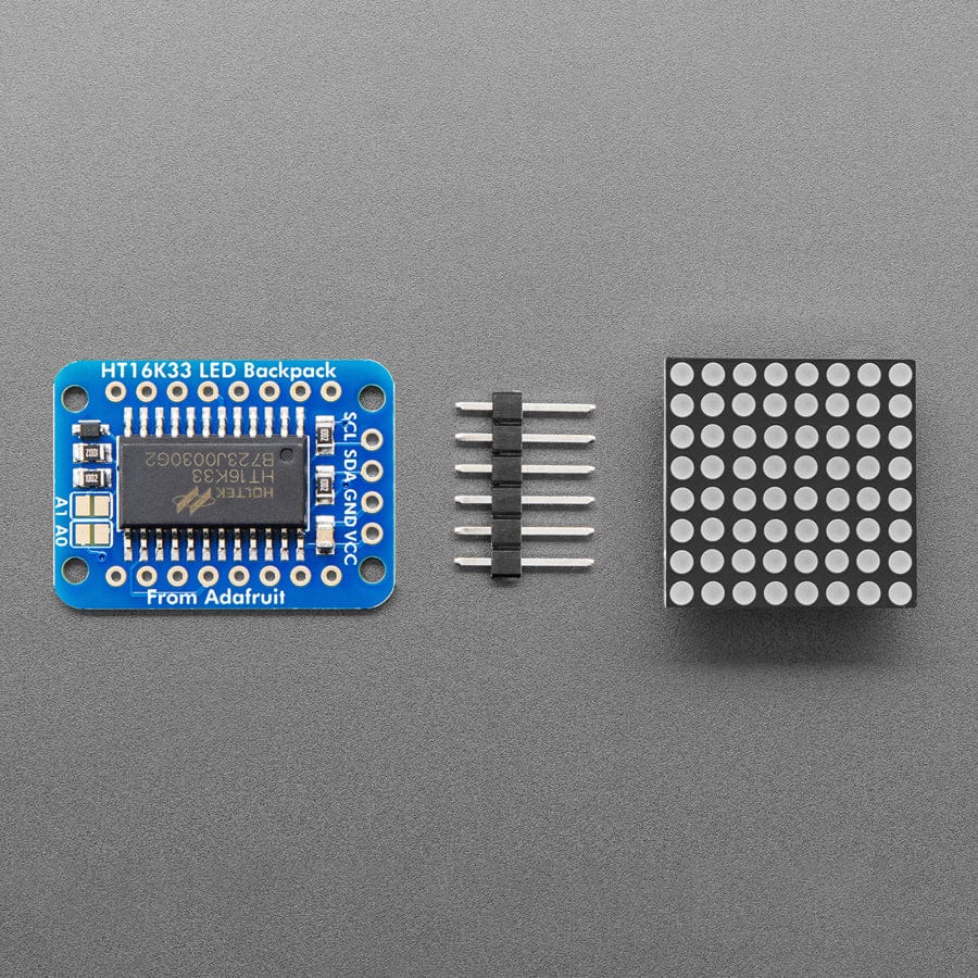 Adafruit Mini 0.8" 8x8 LED Matrix with I2C Backpack - Yellow-Green by Adafruit - The Pi Hut
