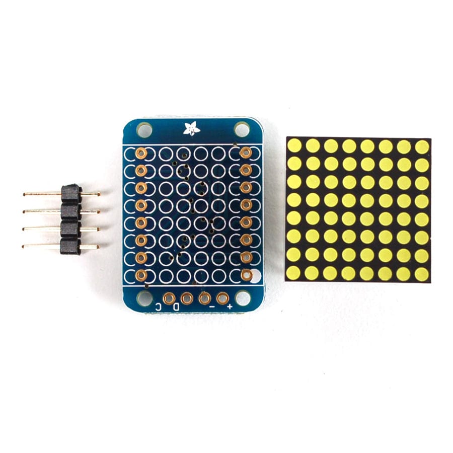 Adafruit Mini 8x8 LED Matrix w/I2C Backpack - Ultra Bright White - The Pi Hut