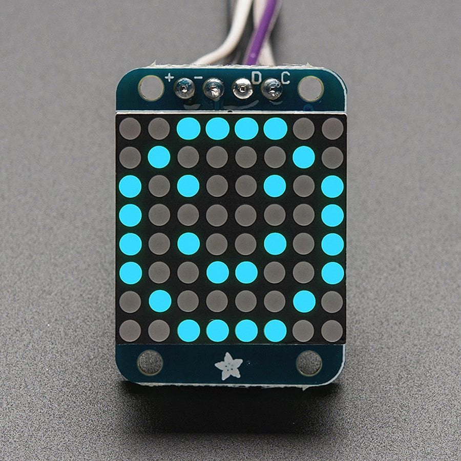 Adafruit Mini 8x8 LED Matrix with I2C Backpack - Blue by Adafruit - The Pi Hut