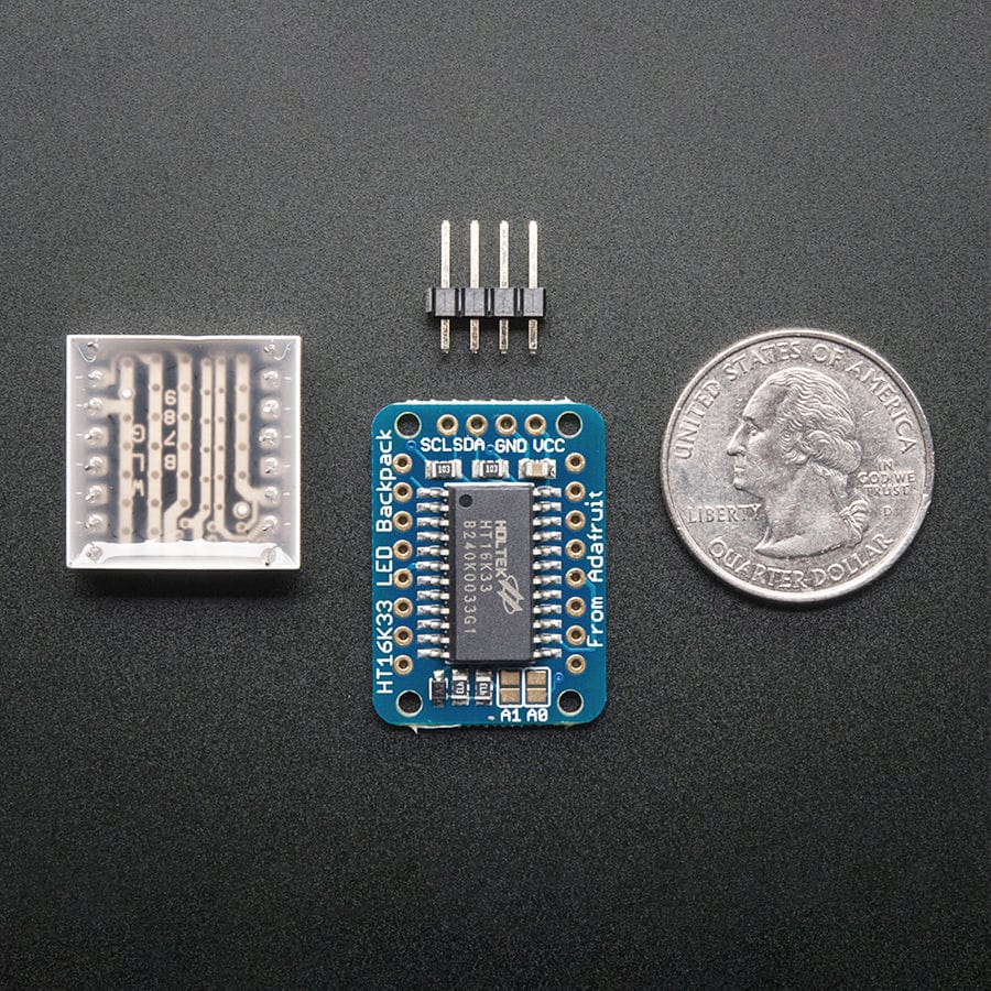 Adafruit Mini 8x8 LED Matrix with I2C Backpack - Blue by Adafruit - The Pi Hut