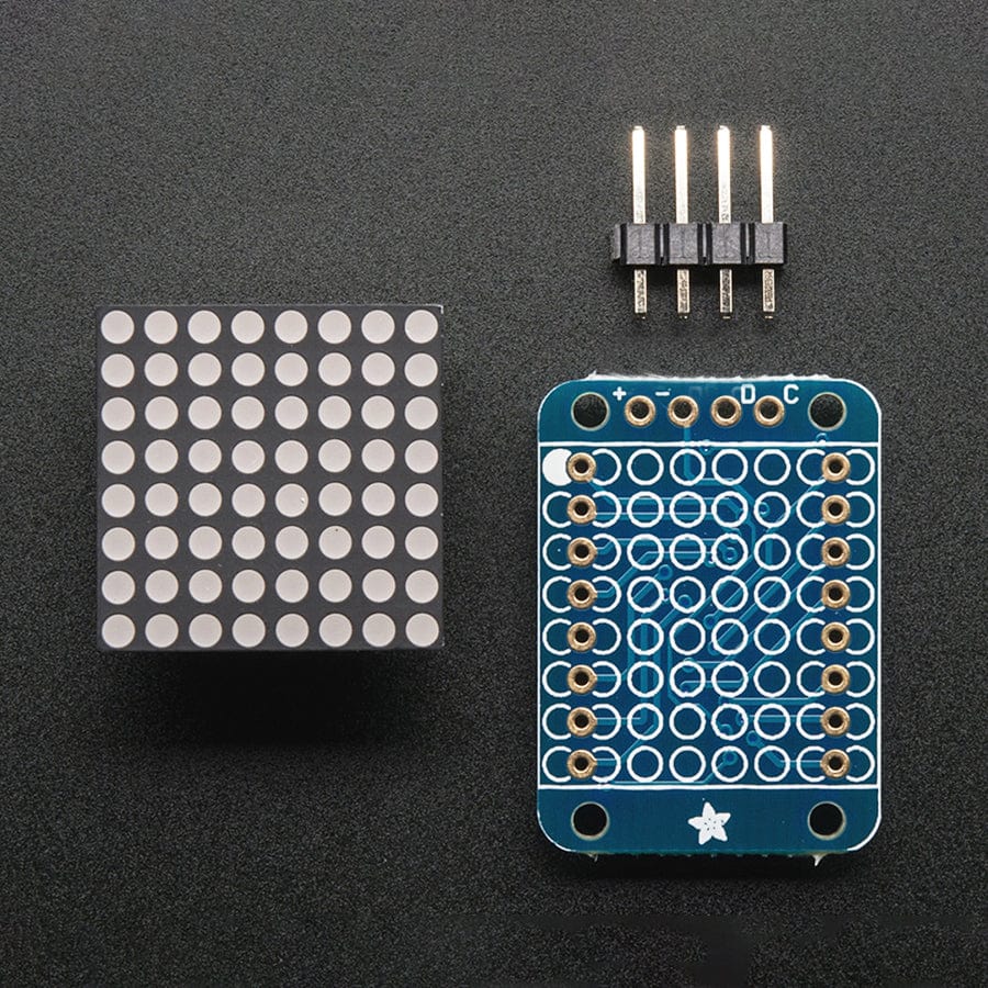 Adafruit Mini 8x8 LED Matrix with I2C Backpack - Blue by Adafruit - The Pi Hut