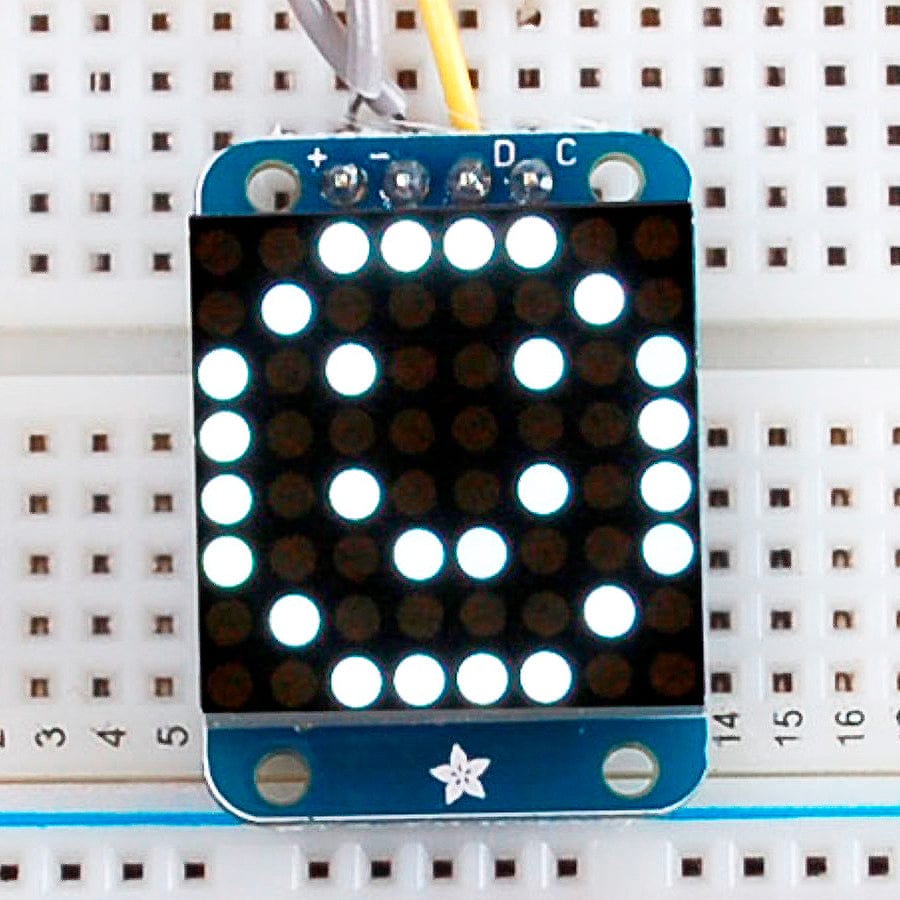 Adafruit Mini 8x8 LED Matrix with I2C Backpack - Ultra Bright White by Adafruit - The Pi Hut