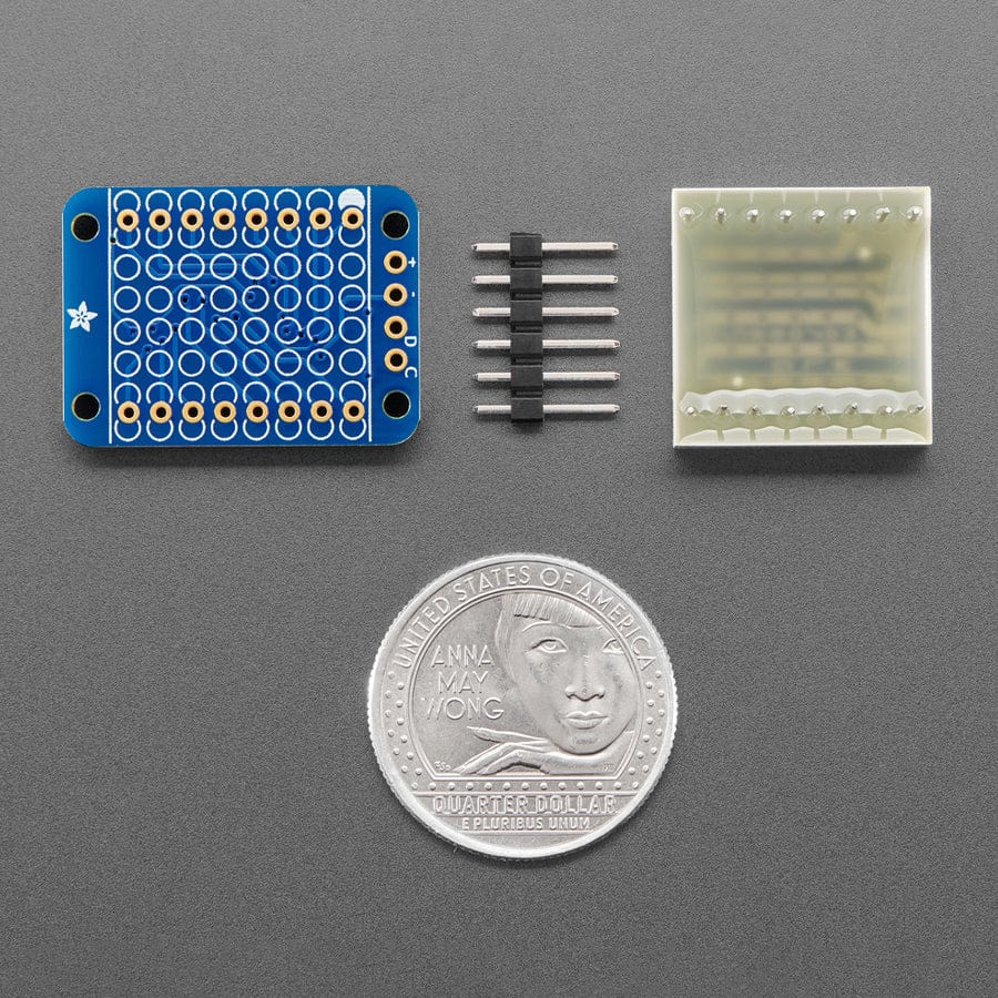 Adafruit Mini 8x8 LED Matrix with I2C Backpack - Ultra Bright White by Adafruit - The Pi Hut