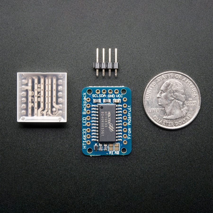 Adafruit Mini 8x8 LED Matrix with I2C Backpack - Yellow by Adafruit - The Pi Hut