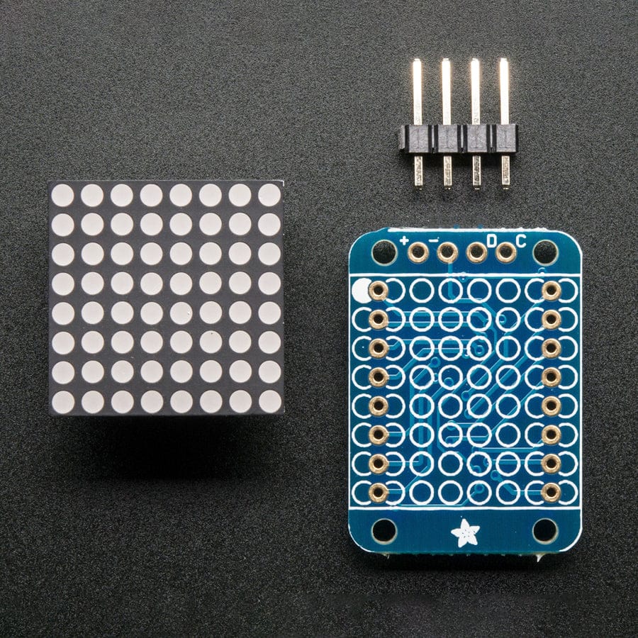 Adafruit Mini 8x8 LED Matrix with I2C Backpack - Yellow by Adafruit - The Pi Hut