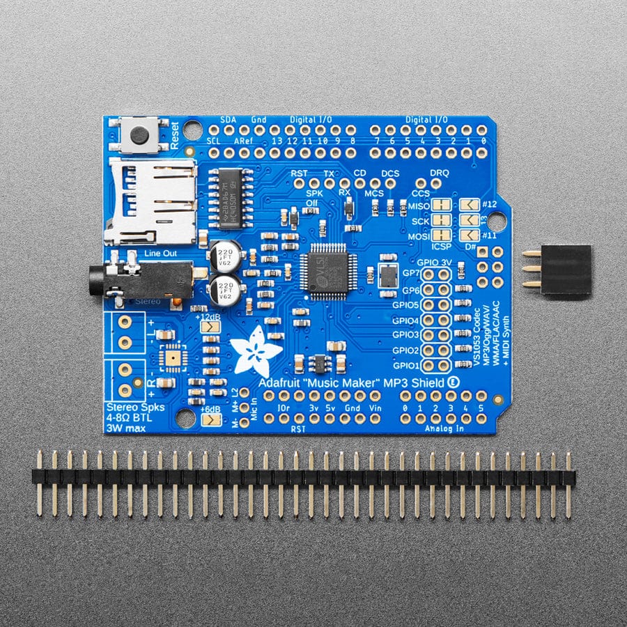 Adafruit "Music Maker" MP3 Shield for Arduino (MP3/Ogg/WAV...) - The Pi Hut