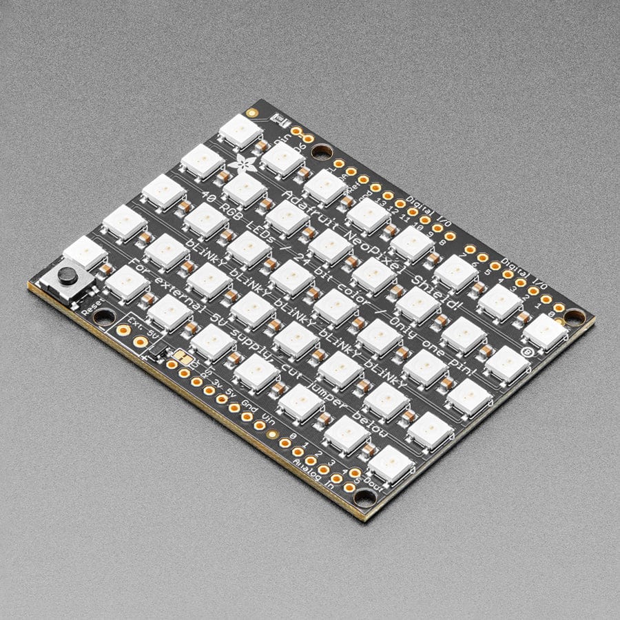 Adafruit NeoPixel Shield for Arduino - 40 RGB LED Pixel Matrix by Adafruit - The Pi Hut