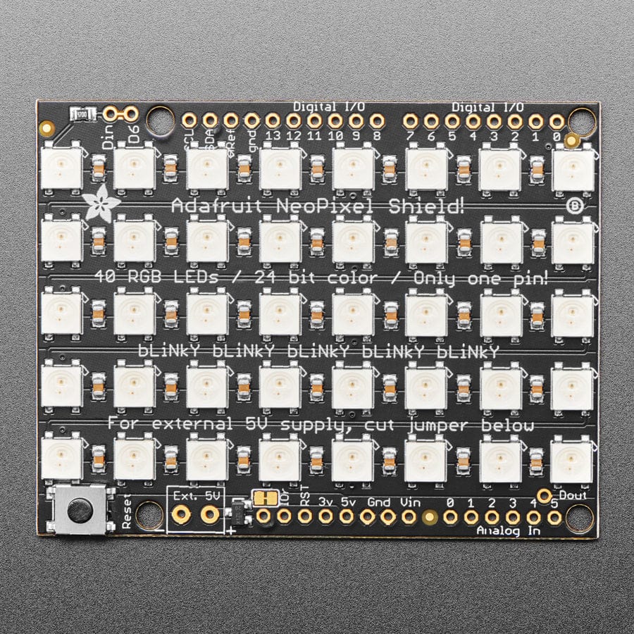 Adafruit NeoPixel Shield for Arduino - 40 RGB LED Pixel Matrix by Adafruit - The Pi Hut