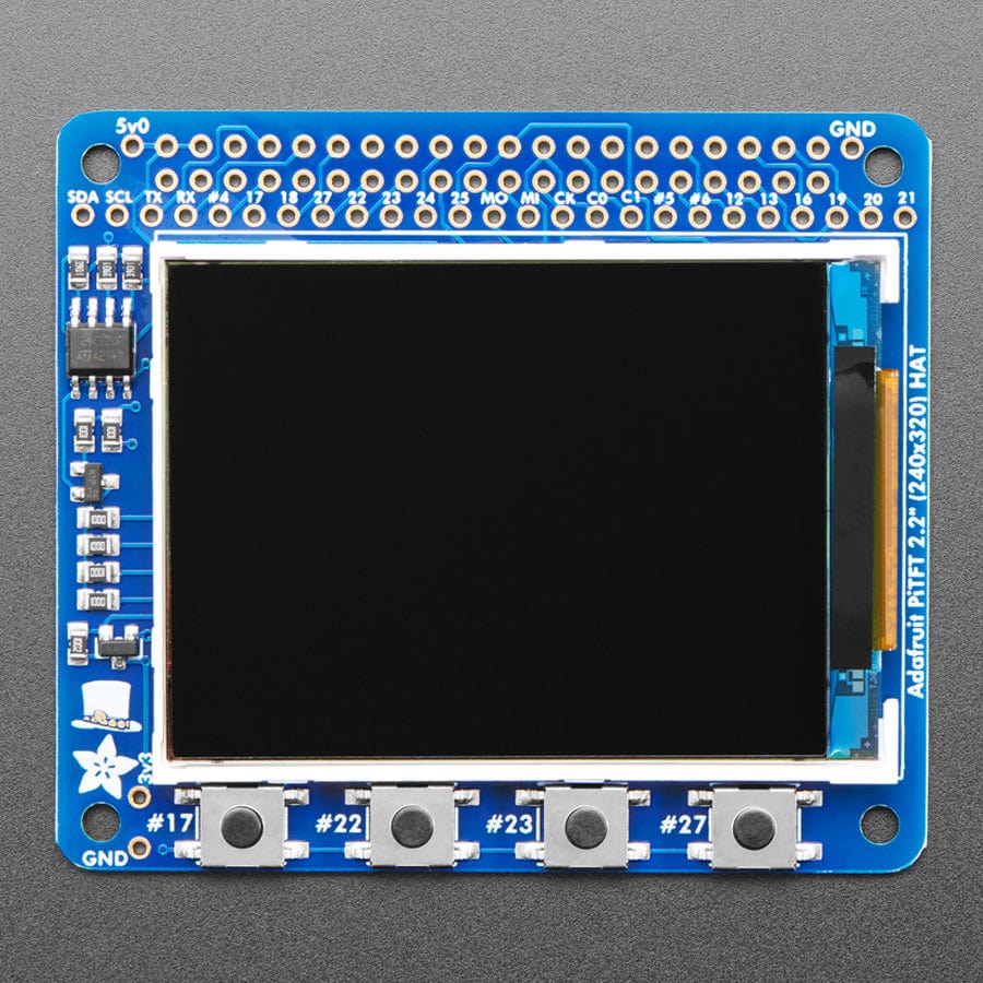 Adafruit PiTFT 2.2" HAT Mini Kit - 320 x 240 2.2" TFT - No Touch by Adafruit - The Pi Hut