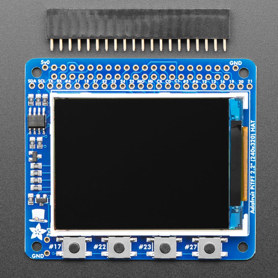 Adafruit PiTFT 2.2" HAT Mini Kit - 320 x 240 2.2" TFT - No Touch by Adafruit - The Pi Hut