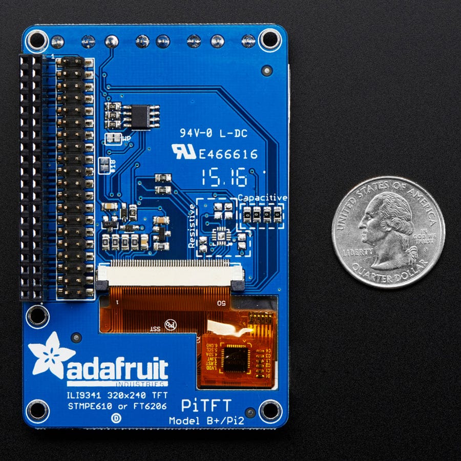 Adafruit PiTFT Plus 320 x 240 2.8" TFT + Capacitive Touchscreen by Adafruit - The Pi Hut