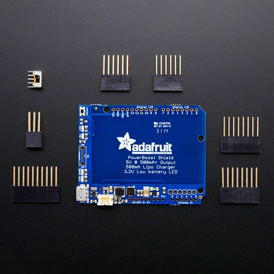 Adafruit PowerBoost 500 Shield - Rechargeable 5V Power Shield by Adafruit - The Pi Hut