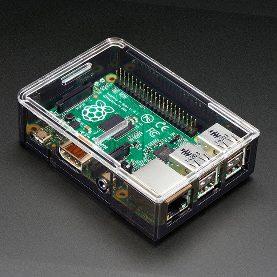 Adafruit Raspberry Pi B+ / Pi 2 / Pi 3 Case - Smoke Base - with Clear Top by Adafruit - The Pi Hut