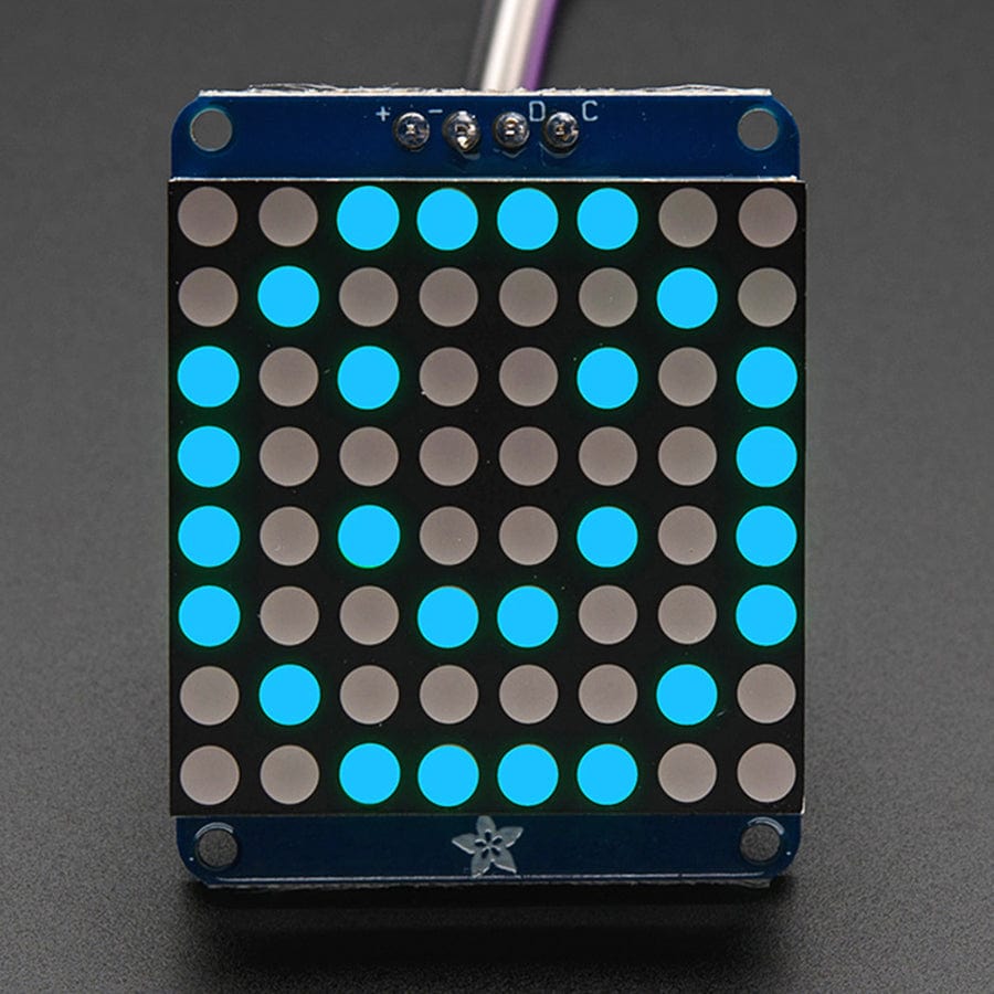 Adafruit Small 1.2" 8x8 LED Matrix with I2C Backpack - Blue by Adafruit - The Pi Hut