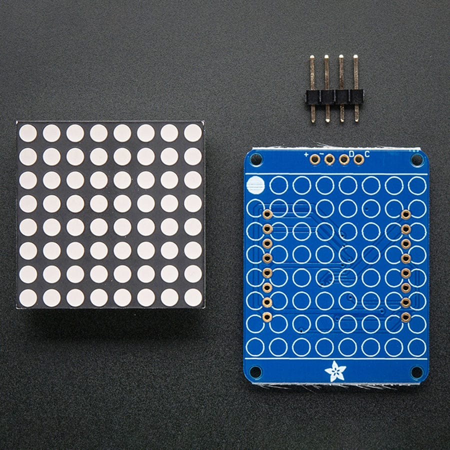 Adafruit Small 1.2" 8x8 LED Matrix with I2C Backpack - Blue by Adafruit - The Pi Hut