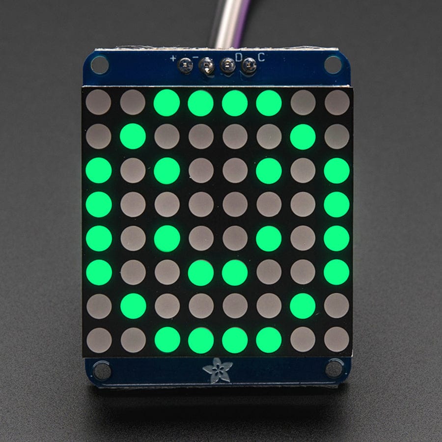 Adafruit Small 1.2" 8x8 LED Matrix with I2C Backpack - Pure Green by Adafruit - The Pi Hut
