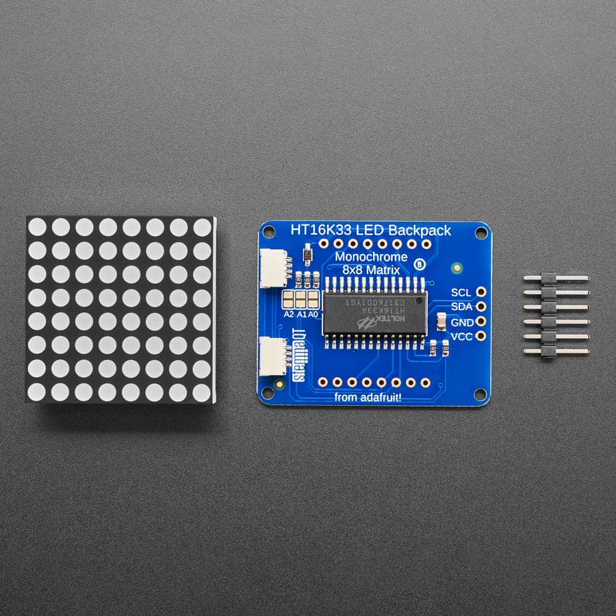 Adafruit Small 1.2" 8x8 LED Matrix with I2C Backpack - Red by Adafruit - The Pi Hut