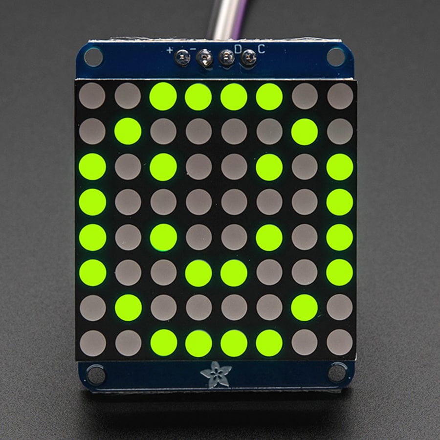 Adafruit Small 1.2" 8x8 LED Matrix with I2C Backpack - Yellow-Green by Adafruit - The Pi Hut