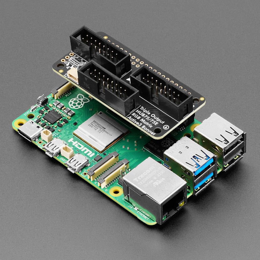 Adafruit Triple LED Matrix Bonnet for Raspberry Pi - For HUB75 by Adafruit - The Pi Hut