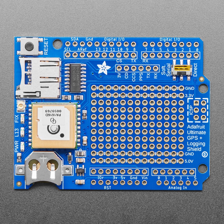 Adafruit Ultimate GPS Logger Shield - Includes GPS Module by Adafruit - The Pi Hut